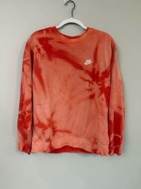 Nike Orange Tie-Dye Sweatshirt with White Swoosh